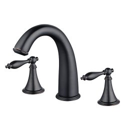 Beelee Bathroom Sink Faucet Widespread Double Handles Deck Mounted Lavatory Mixer Faucet With Three Holes Oil Rubbed Bronze BL3005-3B