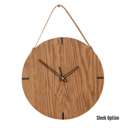 Finn Wall Clock In Oak - 300MM Dia Natural Sleek Black Second Hand
