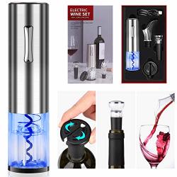 Componall Electric Wine Opener Set Automatic Electric Corkscrew Opener One Touch Rechargeable Wine Bottle Opener With Vacuum Stopper Foil Cutter Wine Aerator Pourer 4-IN-1
