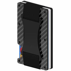 Carbon Fiber Wallet For Men - Minimalist Rfid Metal Wallet For Men - Aluminum Wallet Carbon Fiber Card Holder With Cash Strap Cash Strap