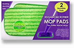 Reusable Mop Pads Fit Swiffer Wetjet - Washable Microfiber Mop Pad Refills By Turbo - 12 Inch Floor Cleaning Pads Fit Both Dry Mops