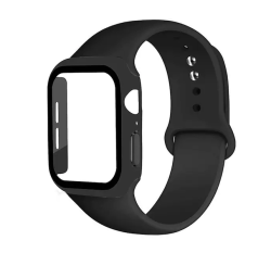 Hard Case Screen Protector & Silicone Strap Compatible With Apple Iwatch - 44MM