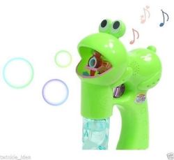 Musical Light Frog Bubble Gun - Green