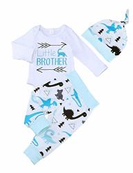 Itkidboy Newborn Baby Boy Girl Clothes New To The Crew Letter Print Romper+long Pants+hat 3PCS Outfits Set Ss-white 0-3 Months