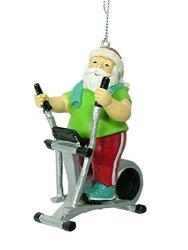Midwest Seasons Santa Claus On Elliptical Exercise Gym Equipment Workout Christmas Tree Ornament