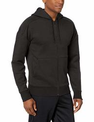 Amazon Brand - Peak Velocity Men's Medium-weight Fleece Full-zip Loose-fit Hoodie Black Large