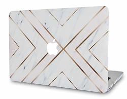 Luvcase Laptop Case For Macbook Pro 16 Touch Bar 2020 2019 Release A2141 Rubberized Plastic Hard Shell Cover White Marble Gold Stripes