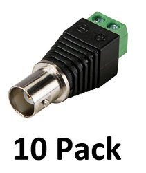 10 Pack - Bnc Female To Screw Terminal Connector Adapter Video Balun For Cctv Security Surveillance