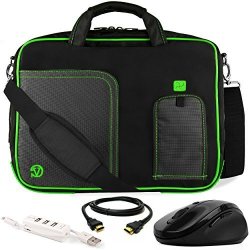 Vangoddy Green Trim Laptop Bag W Accessory Bundle For Acer Travelmate Series Chromebook Swift Spin Predator Nitro 14"- 15.6IN