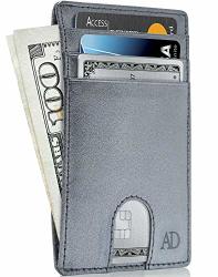 Slim Minimalist Wallets For Men & Women Leather Front Pocket Thin Mens Wallet Rfid Credit Card Holder Gifts For Men