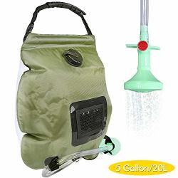 Solar Camping Shower Bag 5 GALLONS 20L Portable Camping Shower Bag With On off Switchable Shower Head For Camping Traveling Hiking Beach Swimming