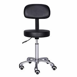Rolling Kaleurrier Swivel Adjustable Heavy Duty Drafting Stool Chair For Salon Medical Office And Home Uses With Wheels And Back Black