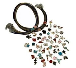 Craft Jewellery Multi Coloured Leather Cords 50CM And Charms Set Of 67