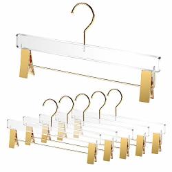 Acrylic Hangers Clear And Gold Hangers With Gold Hooks Heavy Duty Premium Quality Clear Clothes Hangers Pants Hangers With Clips 10 Pcs