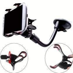 Gooseneck Phone Holder With 360 Rotation Flexible Car Phone Mount - Universal Arm Clip Dashboard Mount For Gps Suction Cup And Smartphones