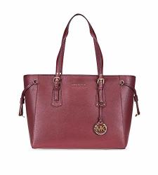 Michael Kors Voyager Medium Textured Leather Tote- Oxblood