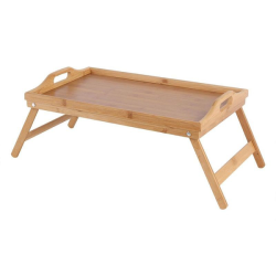 Portable Bamboo Bed Tray Table Foldable Legs Breakfast Tray