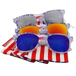 Grinderpunch Ok Usa American Us Flag Reflective Revo Color Sunglasses UV400 3 Pack