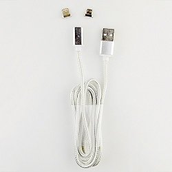 Pabako 2-IN-1 Magnetic Data And Charging Braided Cable Lightning And Micro USB Connectors For Ios And Android Devices Color Silver