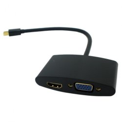 1080p Mini Display Port Thunderbolt Port To Vga Hdmi Male To Female 2 In 1 Converter Adapter