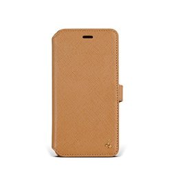Story Leather Apple Iphone 7 Iphone 8 4.7" Camel Saffiano Genuine Leather Handcrafted Book Style Wallet Phone Case