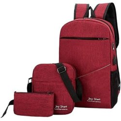 3 Piece Laptop Stylish Bag Backpack- Maroon