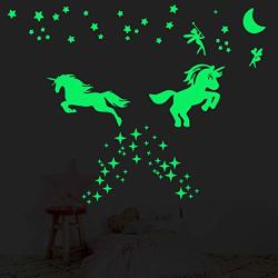 2 Sheet Glow In The Dark Stars For Ceiling Ultra Brighter Unicorn Wall Decor Kids Bedroom Decoration Wall Stickers For Bedroom Or Party Christmas Birthday Gift