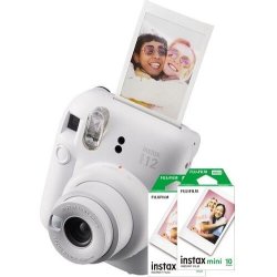 Fujifilm Instax Cam MINI 12 Clay White Combo 1