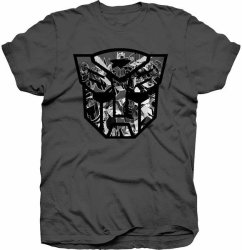 Transformers Autobot Shield Black white Montage Mens Charcoal T-Shirt Small