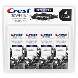 Crest Charcoal 3D White Toothpaste Whitening Therapy Deep Clean With Fluoride Invigorating Mint 4.1 Ounce Pack Of 4
