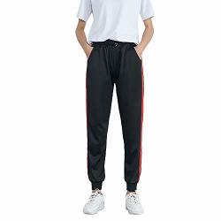 Ladies Trousers Hot Deatu Womens Mid-waist Casual Striped Multi-choice Jogger Sports Pants Harem Pants Trousers RED6 XXL