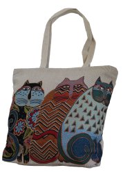 Fino Cotton Canvas Cat Beach Bag - Beige