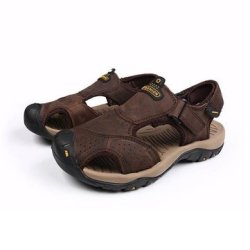 TOP Layer Cowhide Men Beach Shoes Leather Outdooe Travel