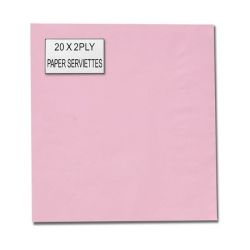 Serviettes - Napkins - Pink - 2 Ply - 33CM - 20 Pack - 24 Pack