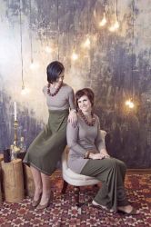 Meisie Clothing Two Tone Dress With Belt - Small Dark Taupe Top chocolate Brown Bottom