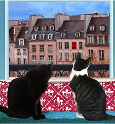 Cats In A Paris Window Cat Art Prints 8 1 2 X 8 1 2 Inches 12 X 12 Mat Wall Art For Cat Lovers By Deborah Julian Art