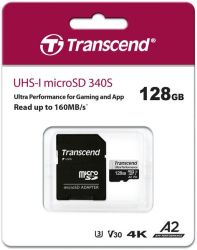 Transcend Microsdxc 340S 128GB Ultra Perfromance Class 10 Uhs-i U3 A2 Memory Card