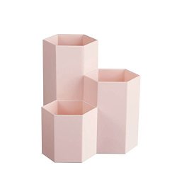 Rtyou Hexagon Pencil Holders Pen Holders Desktop Organizer Pen Pencil Makeup Brush Holder Container Storage Desk Caddy For Office School Home ?ship From Usa ? Pink