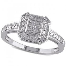 Elegant Vintage 0.10ct Diamond Ring In Sterling Silver