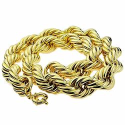 Bling Cartel Huge Mens 14K Gold Plated Chain Hollow Rope Dookie 25MM Wide X 30" Hip Hop Rapper Necklace