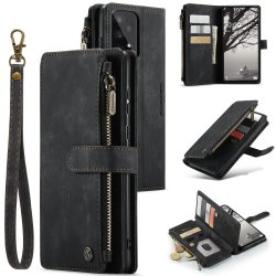For Samsung Galaxy A53 5G C30 Multifunctional Phone Leather Case With Holder & Card Slot & Wallet Black