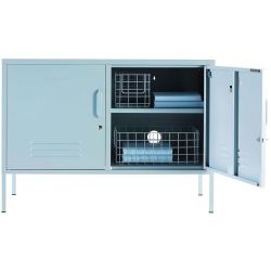 Steel Swing Door Tv Stand Lowdown Storage Cabinet - Ocean Blue
