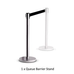 Retractable Chrome Queue Barrier With Black Belt 910X320MM