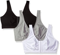 Fruit Of The Loom Women's Front Close Builtup Sports Bra Black white heather Grey
