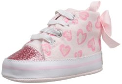 Gerber Girls' Lt Pink Heart Hightop-k Sneaker Light Pink 1 M Us Infant