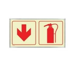 Safety Sign Fire Extinguisher And Arrow Pointing Down