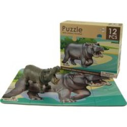 Wenko Wenno Hippo Puzzle With Figurine 12 Piece