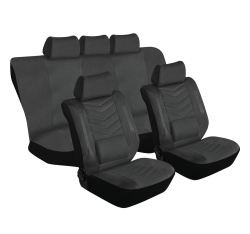STINGRAY - Sport 11PC Car Seat Cover Set - Luxurious Leather Look - Brown