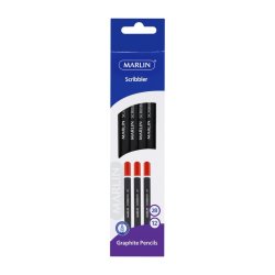 Marlin Graphite Pencils 2B End Dipped Pencil Black Barrel 12'S Pack Of 6