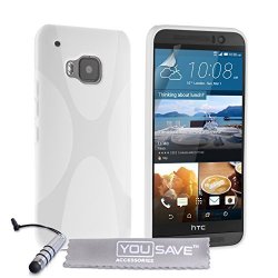 Yousave Accessories Htc One M9 2015 Case White Silicone X-line Cover With MINI Stylus Pen